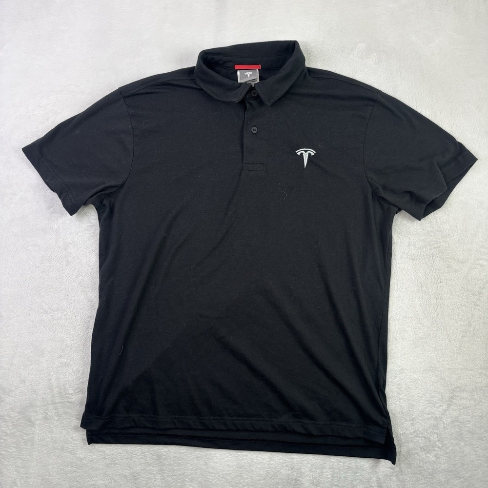 Tesla Black Short Sleeve Collared Polo Shirt Men's Large